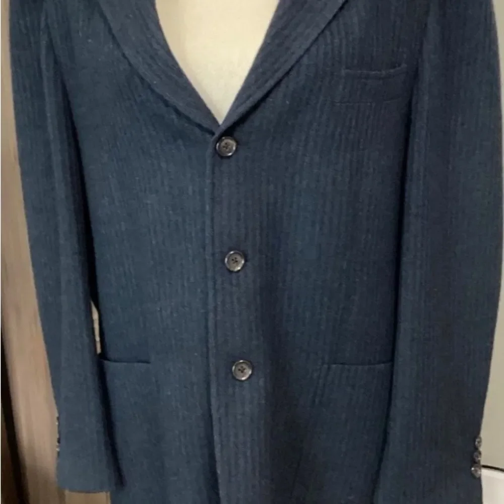 Kroon Sports Coat Jacket Men’s Color Blue Size 40R Black Stripes Three button - Picture 12 of 12